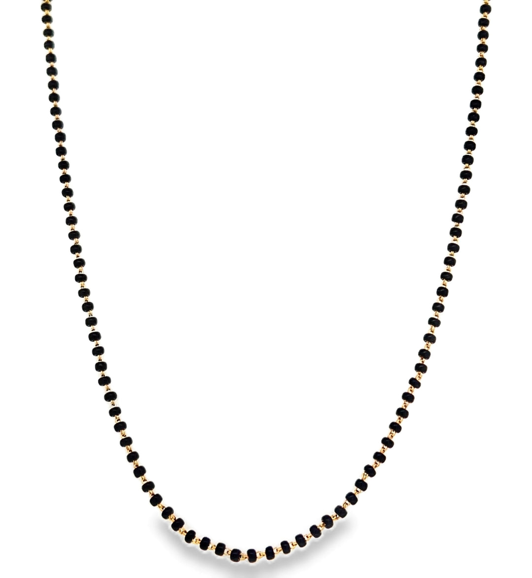 22K Yellow Gold Black Bead Elegant Necklace