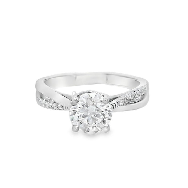 14K White Round Diamond 1.08Ct Solitaire Engagement Ring