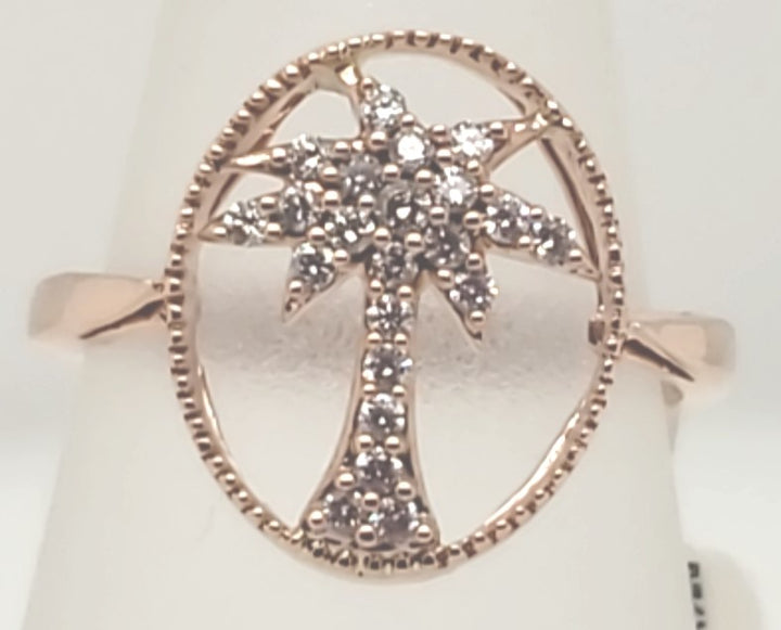 14K Rose Gold 0.20ct. Diamond Palm Tree Fashion Ring