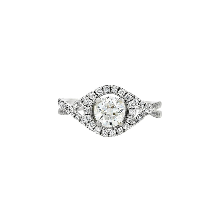 14K White Round Diamond 0.50Ct Halo Engagement Ring