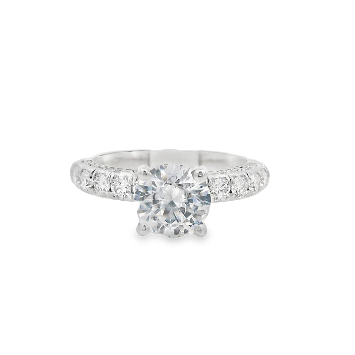 14K White Round Diamond Solitaire Engagement Ring