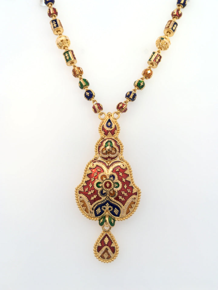 22K Yellow Gold Multi-Color Beaded Statement Necklace
