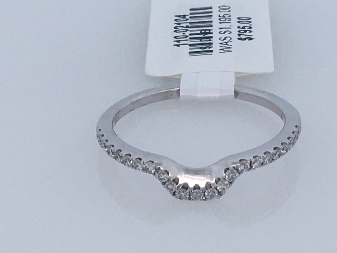 14K White Gold Curved Diamond Wedding Band Ring
