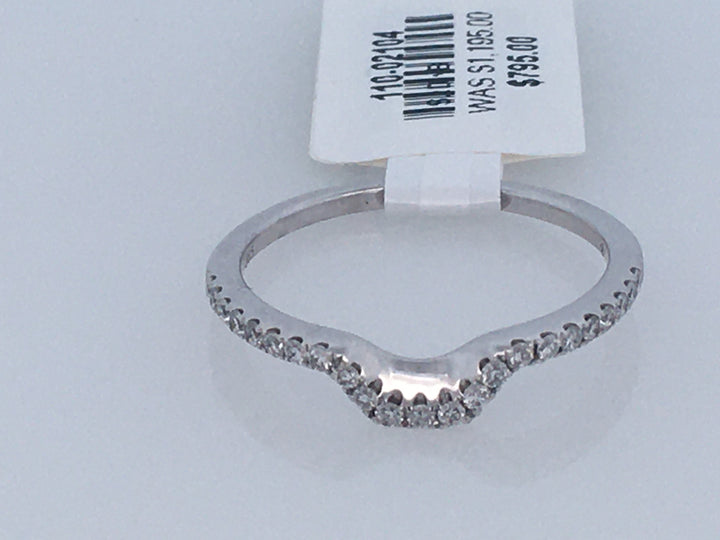 14K White Gold Curved Diamond Wedding Band Ring