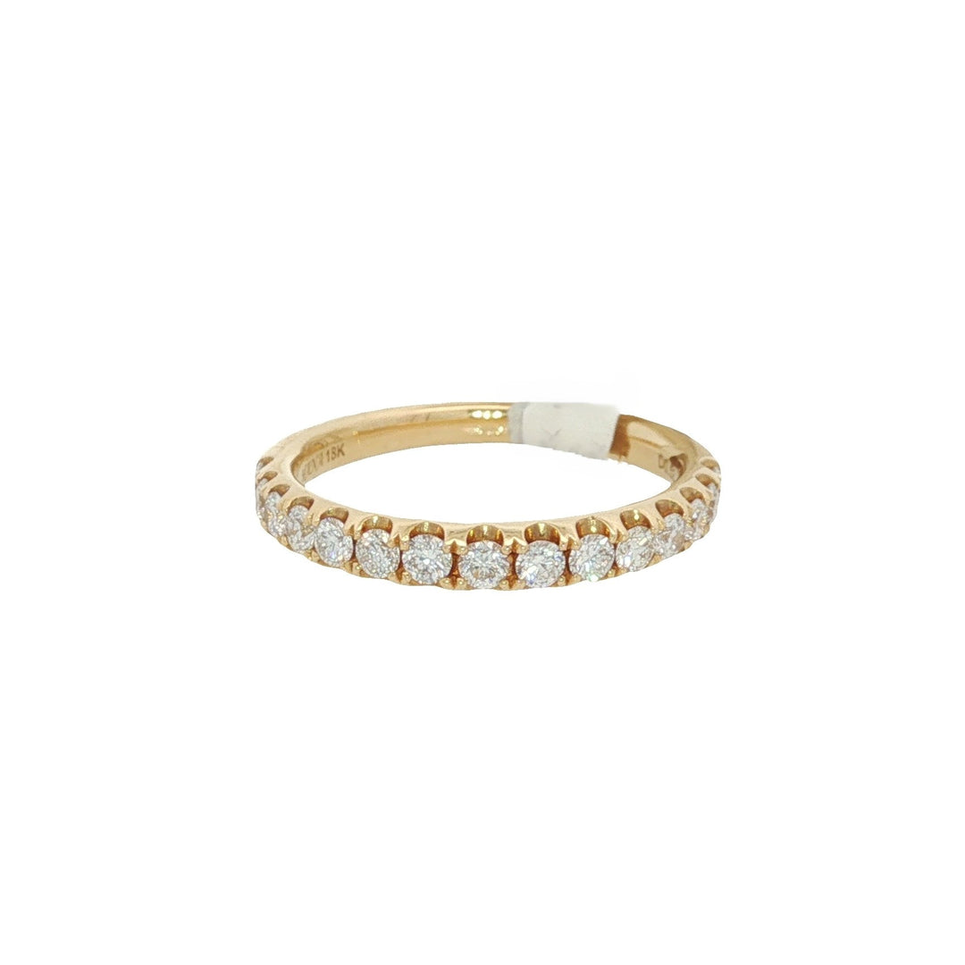 18K Yellow Gold Round Diamond 3mm Elegant Wedding Band