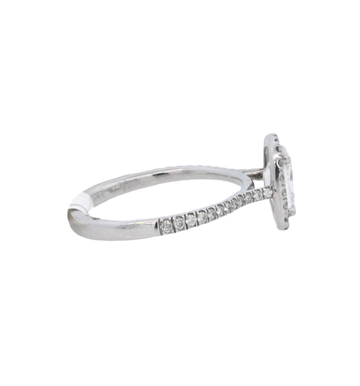 14K White Gold 0.91Ct Cushion Diamond Halo Engagement Ring