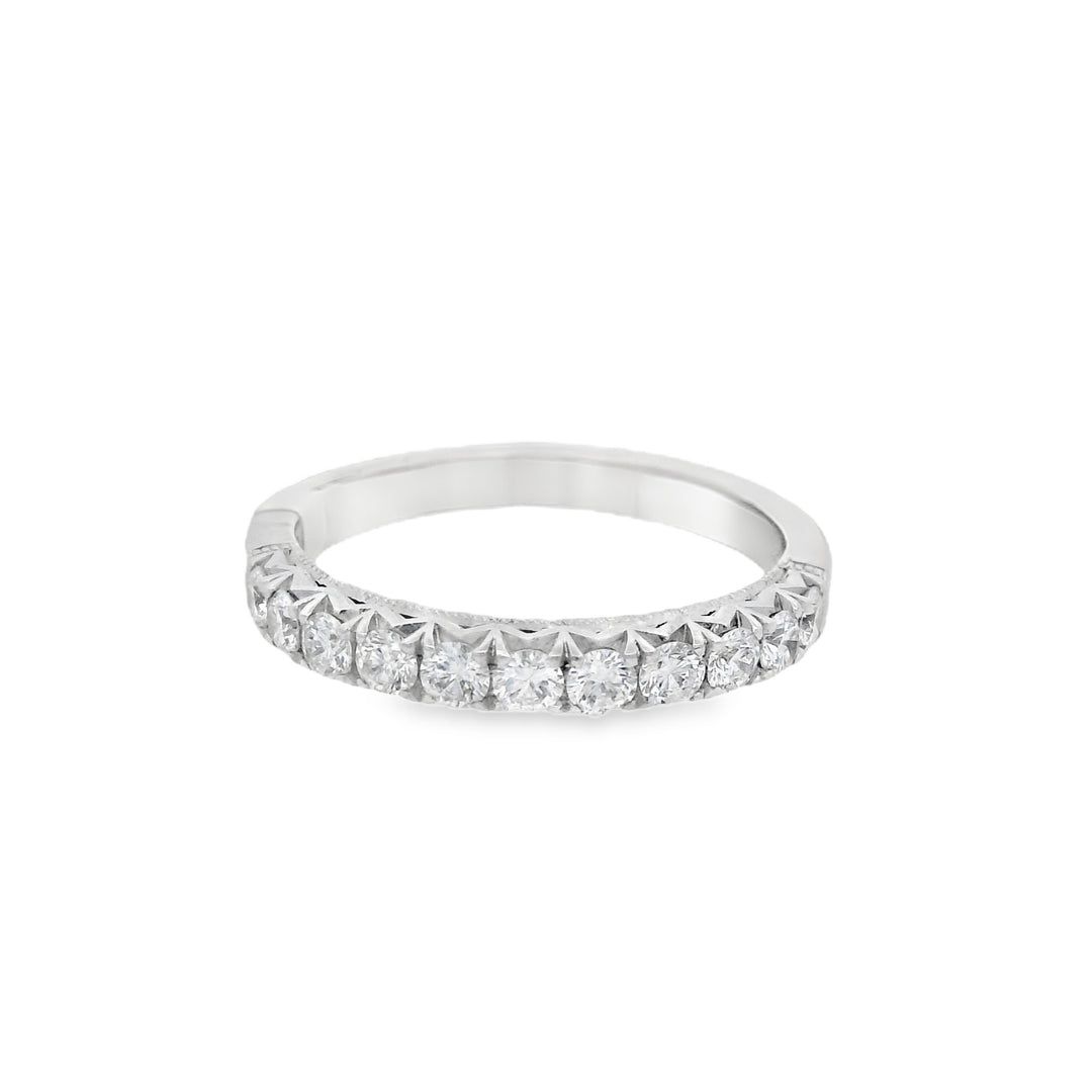 18K White Gold 0.49ct Diamond Scalloped Women's Wedding Band