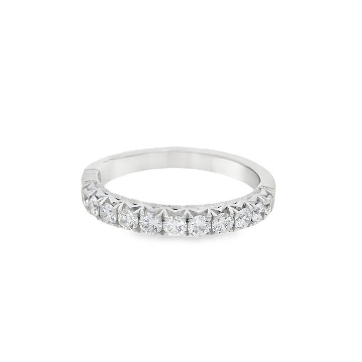 18K White Gold 0.49ct Diamond Scalloped Women's Wedding Band