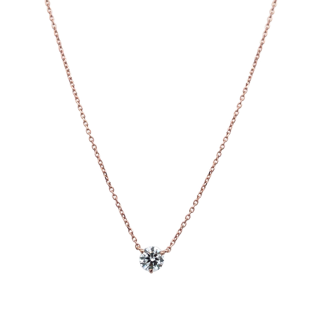 14K Rose Gold Lab Diamond Pendant Necklace