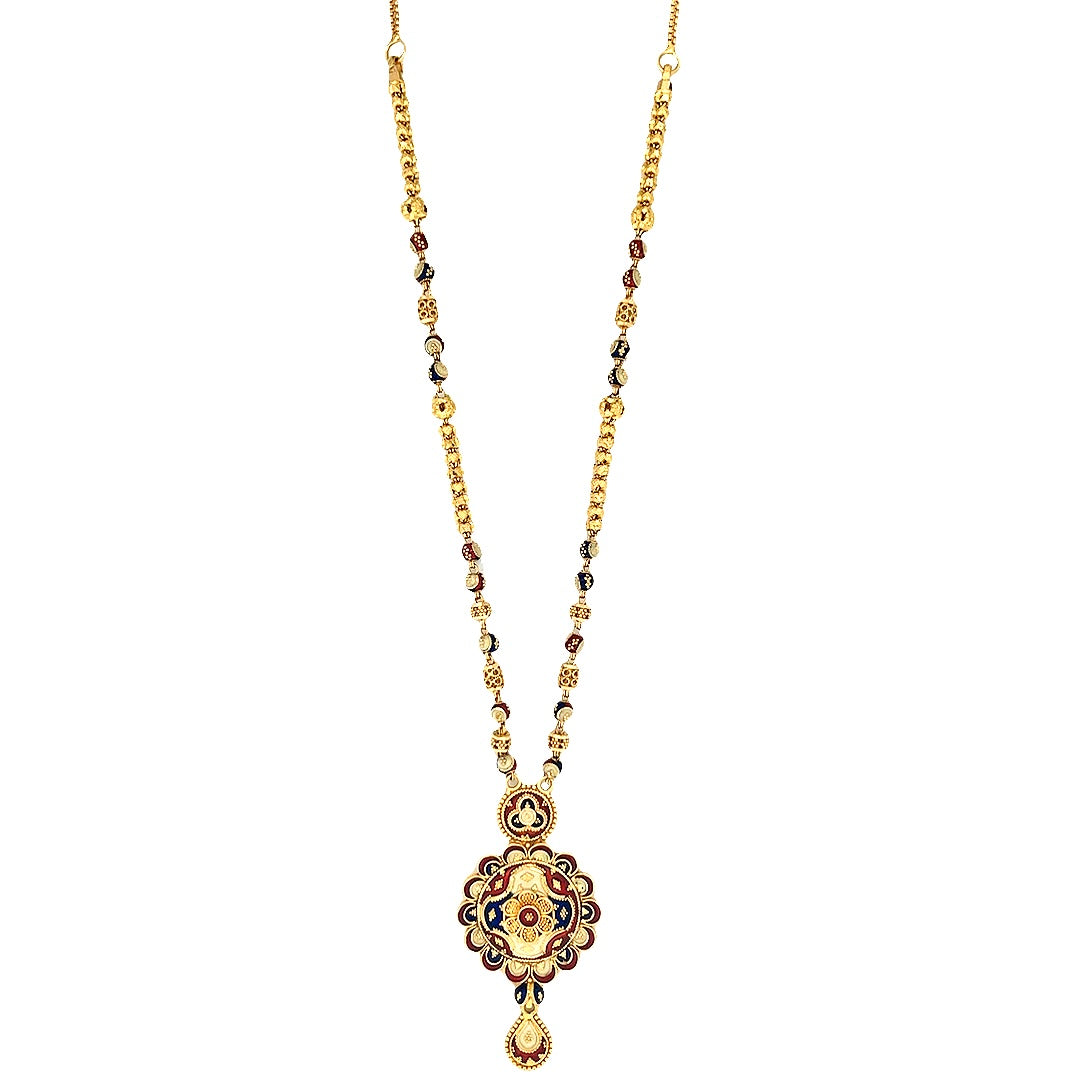 22K Yellow Gold Multi-Color Statement Necklace 18