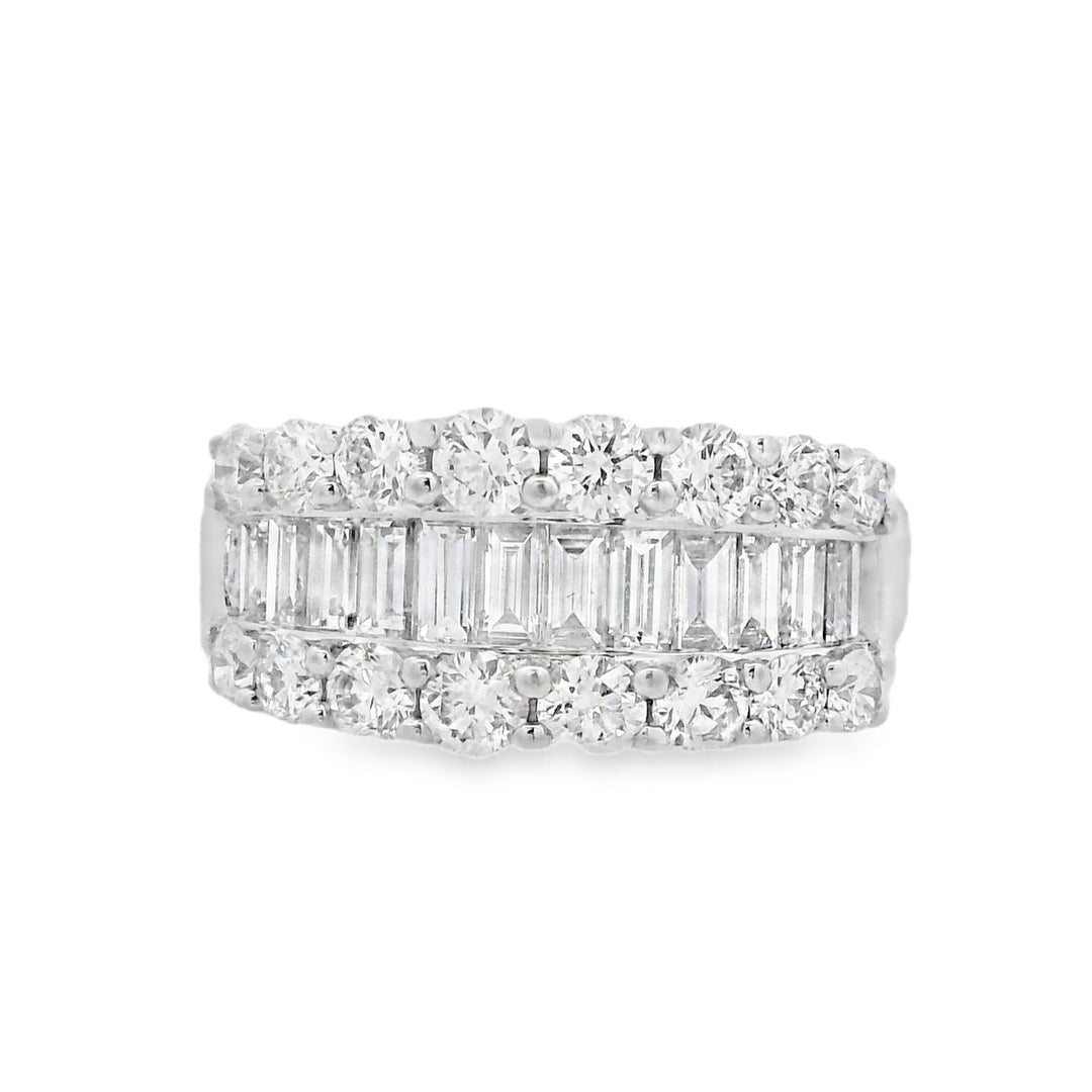 18K White Gold 1.16ct. Baguette and Round Diamond Fashion Ring