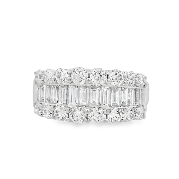 18K White Gold 1.16ct. Baguette and Round Diamond Fashion Ring