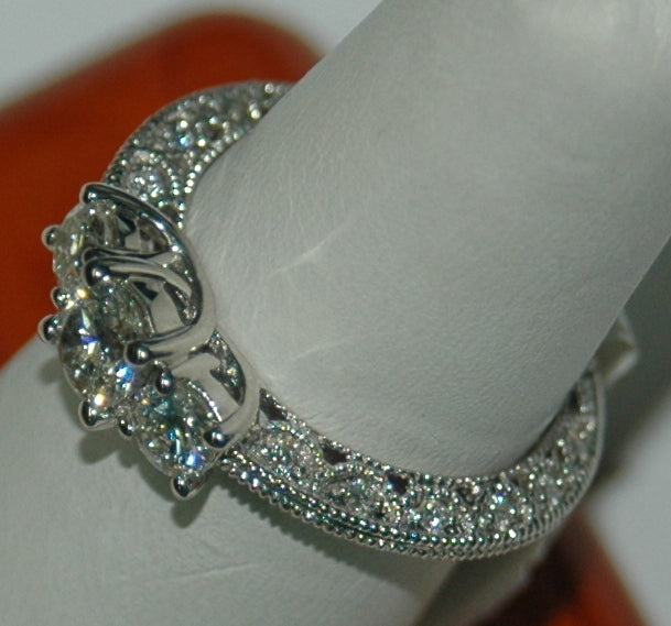 14K White Gold 1.25ct Three-Stone Diamond Engagement Ring
