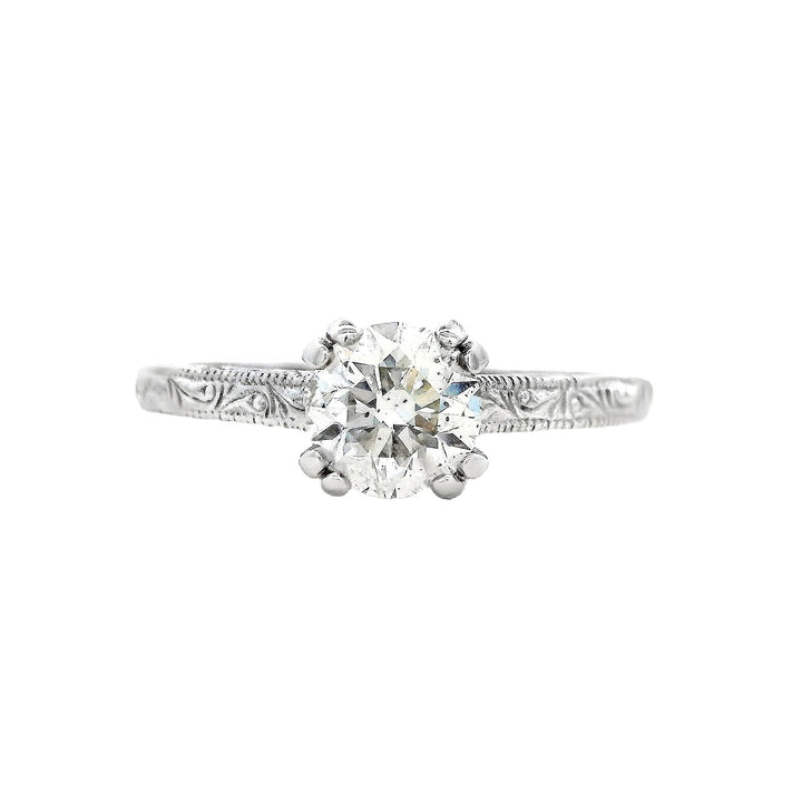 14K White Gold Round Diamond 1.00Ct Solitaire Engagement Ring