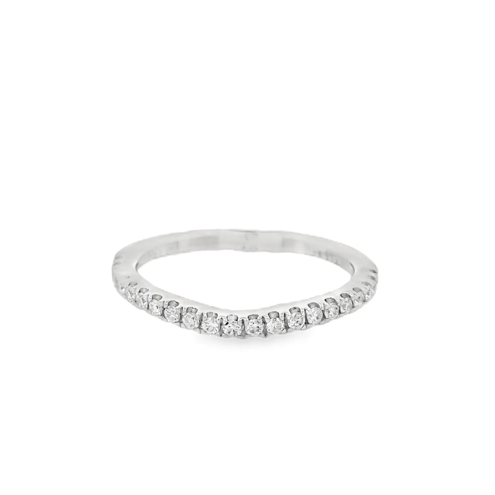 14K White Gold Curved Diamond Women's Wedding Band