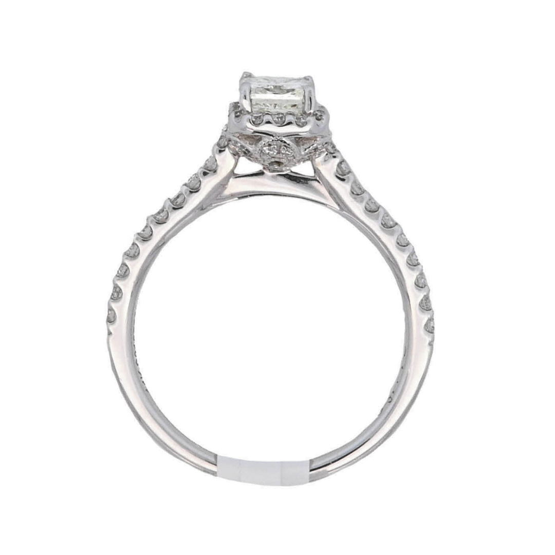 14K White Gold 1.01CT Radiant Diamond Halo Engagement Ring