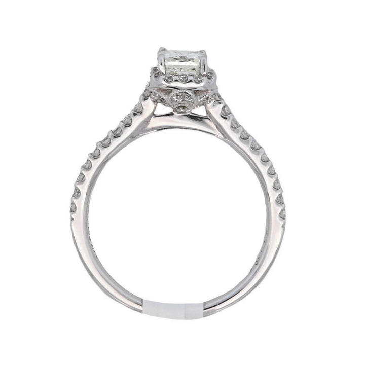 14K White Gold 1.01CT Radiant Diamond Halo Engagement Ring