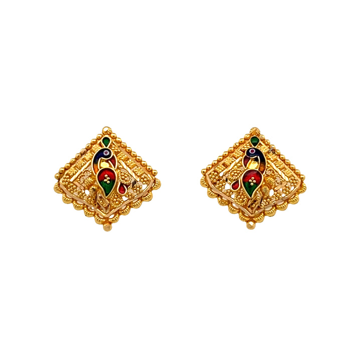 22K Yellow Gold Delicate Bird Stud Earrings