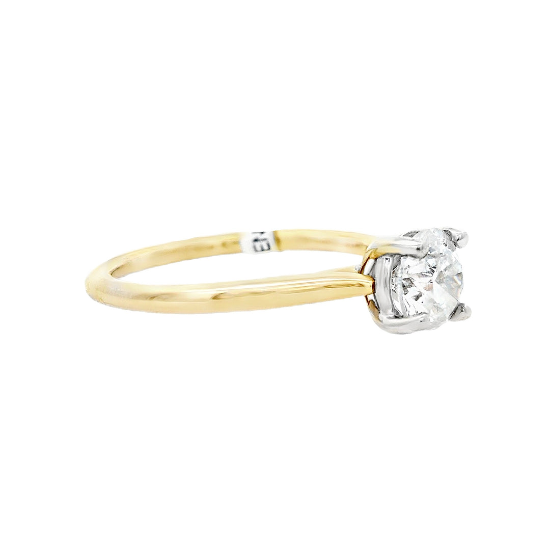 14K Yellow Round Diamond 1.00Ct Solitaire Engagement Ring