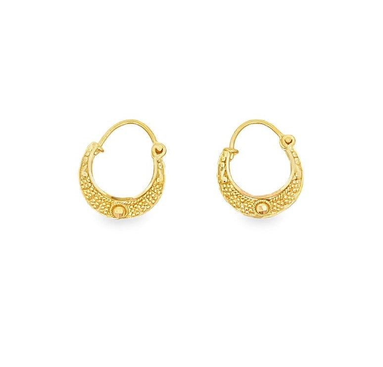 22K Yellow Gold Classic Huggie Hoop Earrings