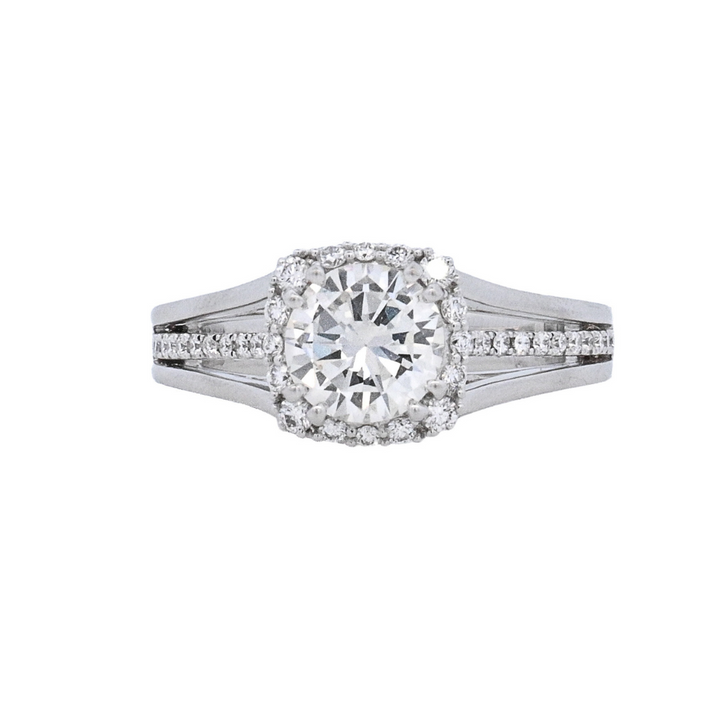 18K White Round Diamond 1.04Ct Vintage Engagement Ring