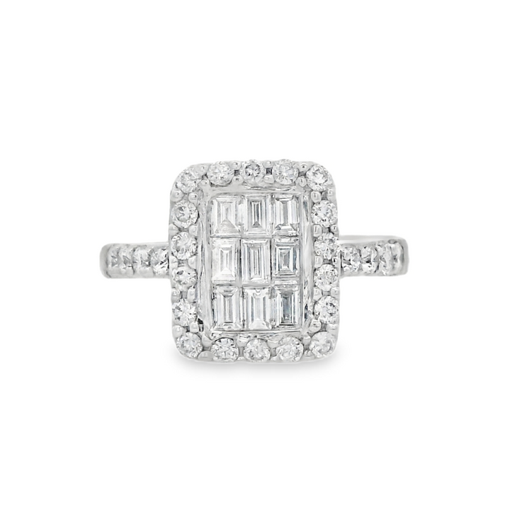 18K White Gold Baguette Diamond Fashion Ring