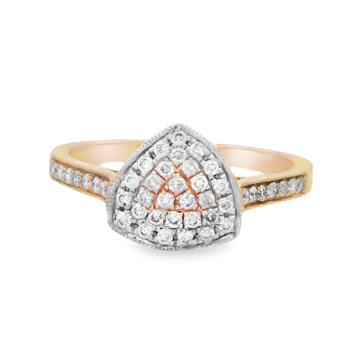 18K Two-Tone Pink Diamond Cluster Fashion Ring