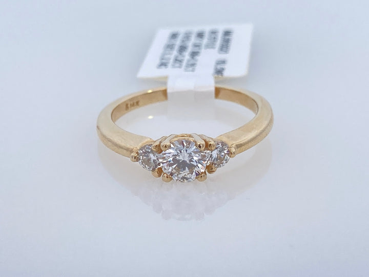 14K Yellow Gold 0.35CT Diamond 3 Stone Engagement Ring