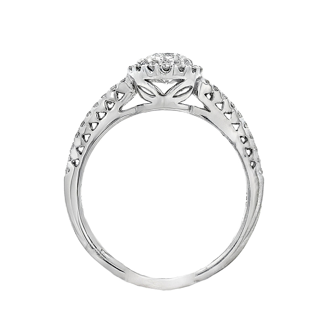 18K White Round Diamond 0.77Ct Halo Engagement Ring