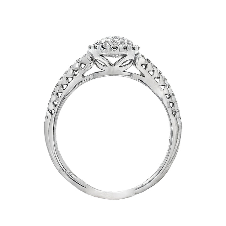 18K White Round Diamond 0.77Ct Halo Engagement Ring