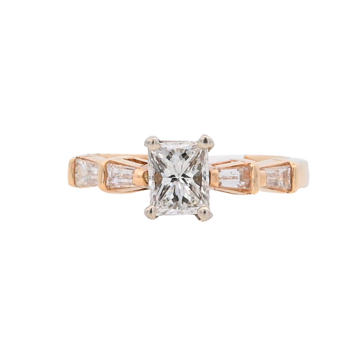 14K Yellow Gold 1ct Radiant Diamond Engagement Ring
