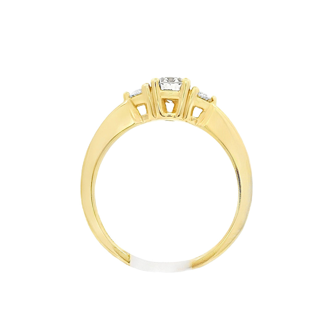 14K Yellow Gold 0.35CT Diamond 3 Stone Engagement Ring