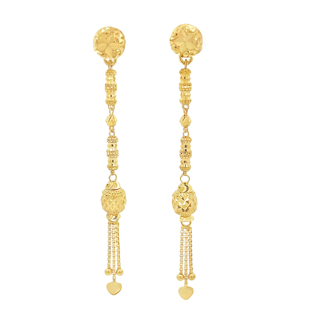 22K Yellow Gold Classic Minimalist Drop Earrings