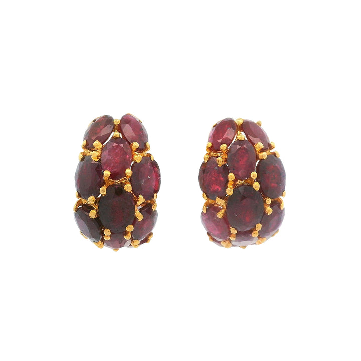 22K Yellow Gold Ruby Clip-Back Earrings