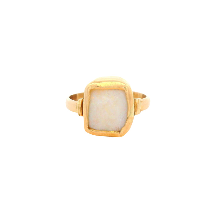 22K Yellow Gold Opal Solitaire Ring, Size 8.5