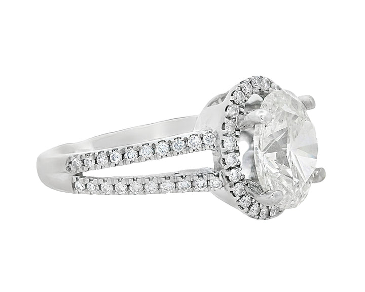 14K White Oval Diamond 2.01Ct Halo Engagement Ring