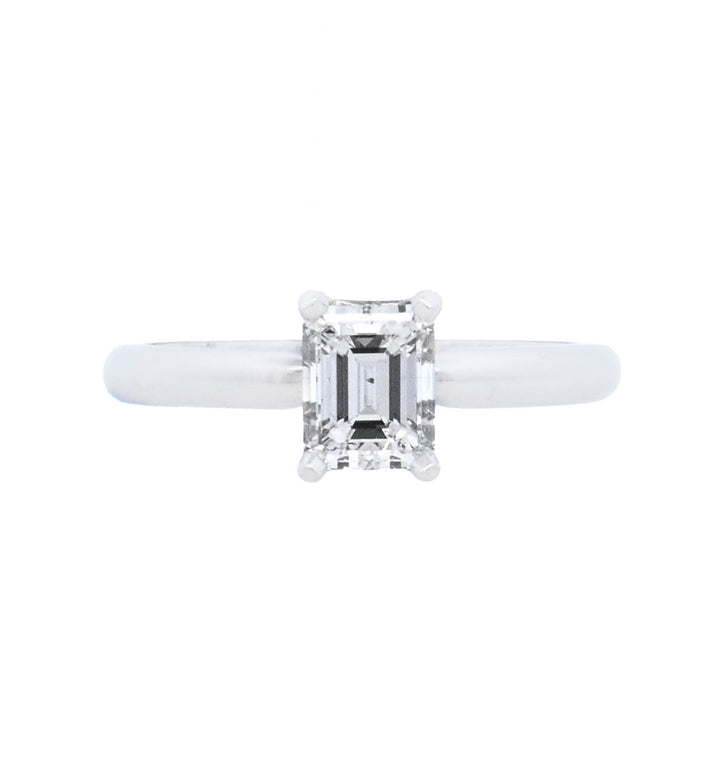 14K White Gold 1.00Ct Emerald Cut Diamond Solitaire Ring