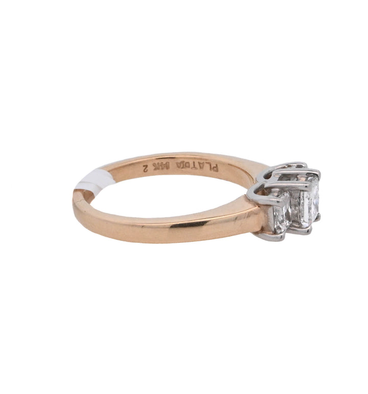 14K Two-Tone 1ct Diamond Three-Stone Engagement Ring