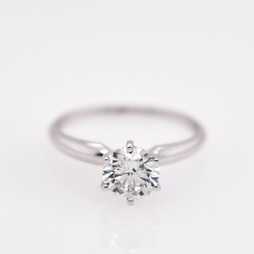 14K White Round Diamond 1.00Ct Solitaire Engagement Ring