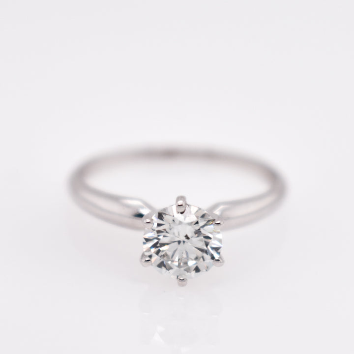 14K White Round Diamond 1.00Ct Solitaire Engagement Ring