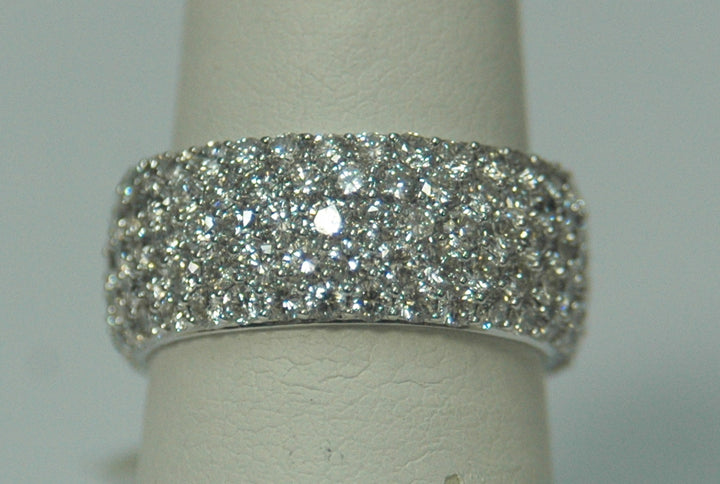 18K White Gold 3.81ct Round Diamond Pave Eternity Band
