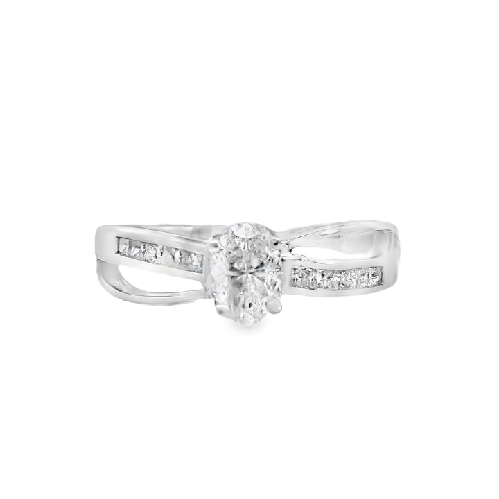 14K White Oval Diamond 0.50Ct Vintage Engagement Ring