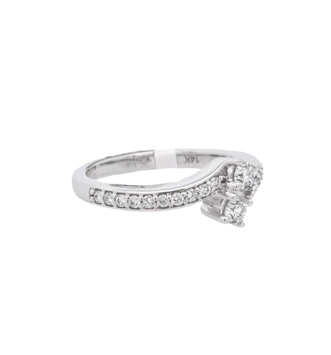 14K White Gold 0.51ct Diamond Bypass Fashion Ring