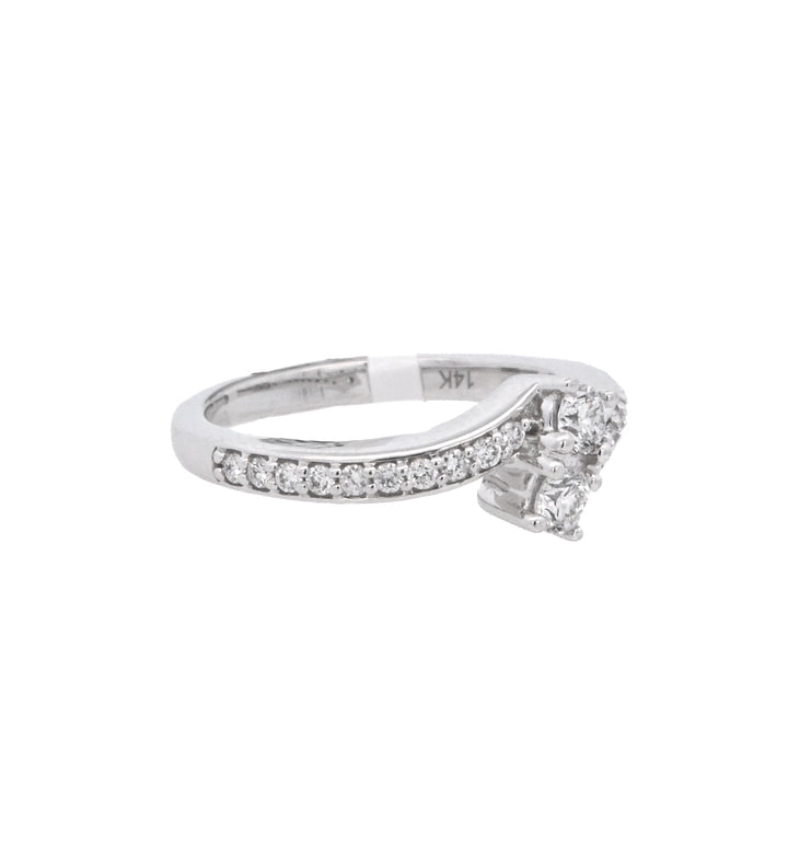 14K White Gold 0.51ct Diamond Bypass Fashion Ring