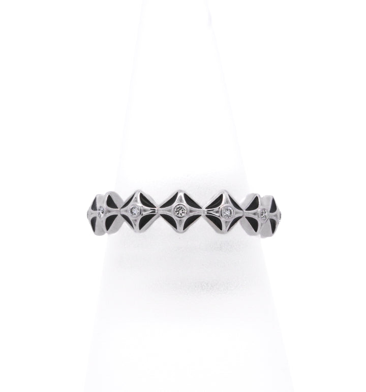 18K White Gold 0.09ct Diamond Enamel Fashion Ring