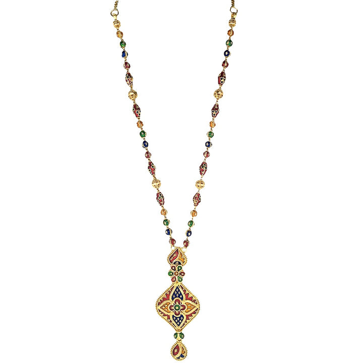 22K Yellow Gold Multi-Color Gemstone Necklace, 20