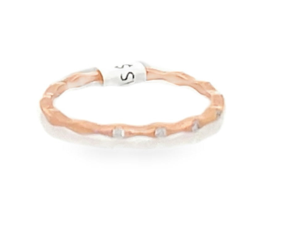 14K Rose Gold Diamond Wedding Ring, Delicate Sparkle