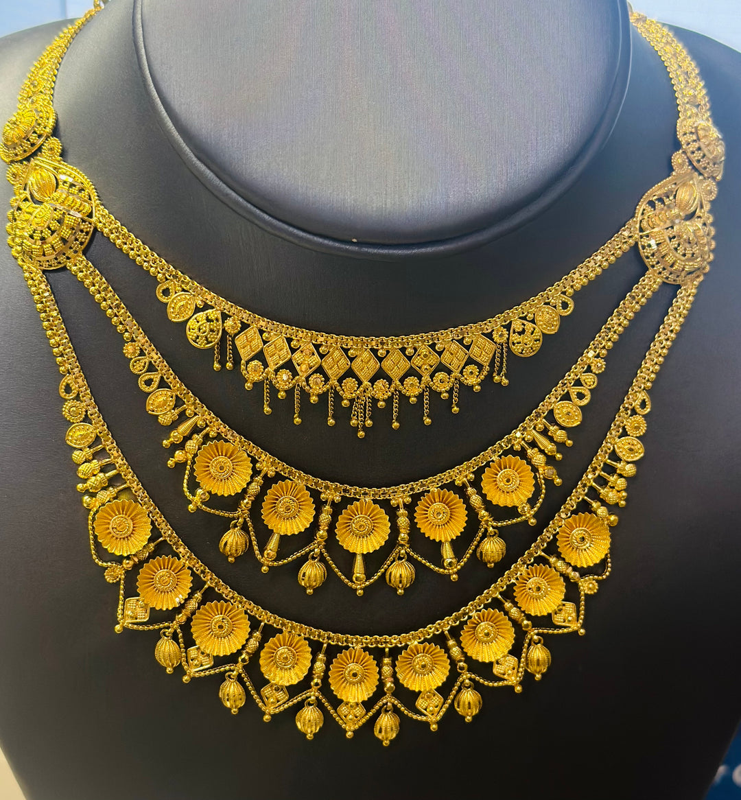 22K Yellow Gold Multi-Layer Elegant Necklace
