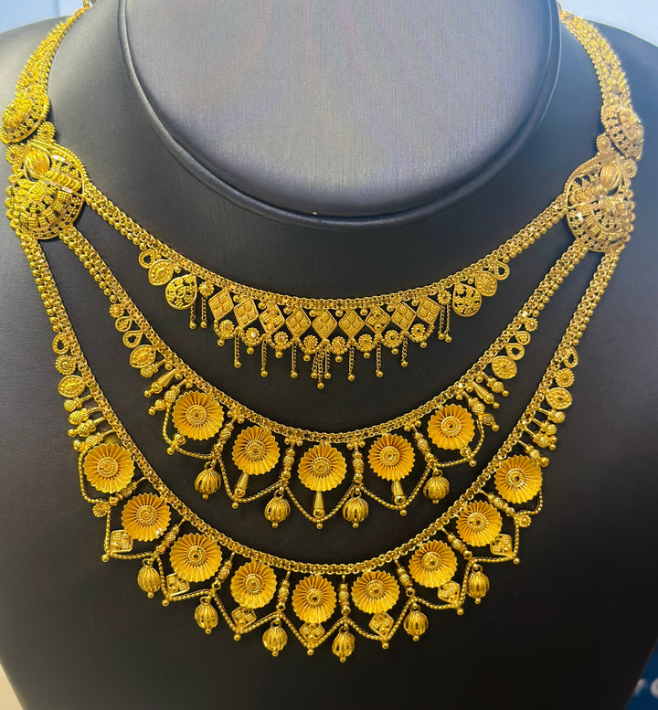 22K Yellow Gold Multi-Layer Elegant Necklace