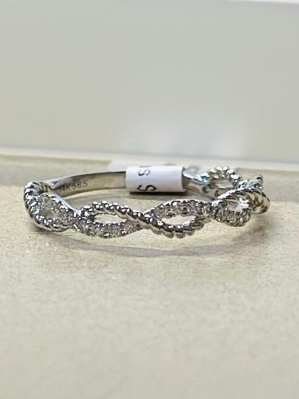 14K White Gold Diamond Twisted Rope Wedding Band